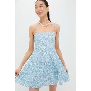 NWT HYACINTH HOUSE Blue Floral Beaded Straps Lily Mini Dress Size SMALL